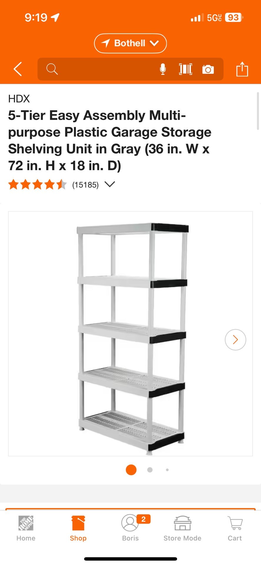 5-Tier Easy Assembly Multi-purpose Plastic Garage Storage Shelving 3 Units in Gray