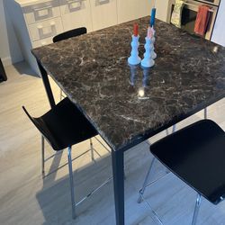 Dining Set With 4 Bar Stools
