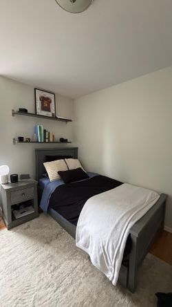 Pottery Barn Gray Wooden Bedframe With Pull-out Trundle