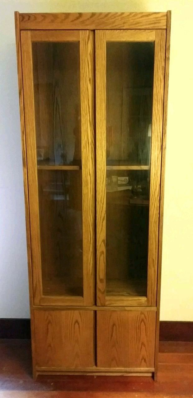 Large Solid Oak Curio Cabinet