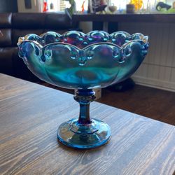 Antique blue Teardrop Carnival Glass