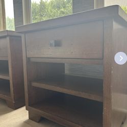 Pottery Barn wooden bedside tables