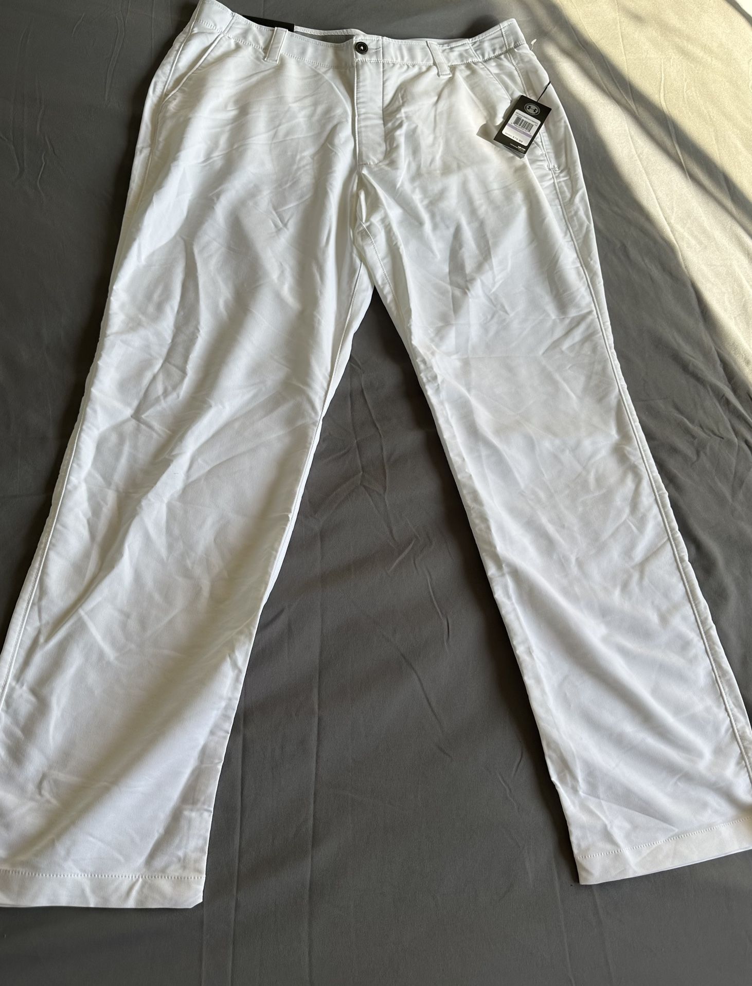Under Armour Mens 38x32Match Play Straight Golf Pants 1248089 White