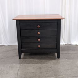 Nadeau Black Four-Drawer Nightstand with Wood Top