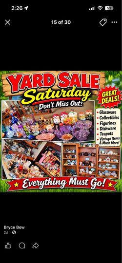 Yard sale tomorrow and Saturday last days of the sale