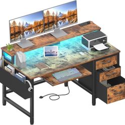 Lufeiya Computer Desk, 47 Inch, Rustic Brown