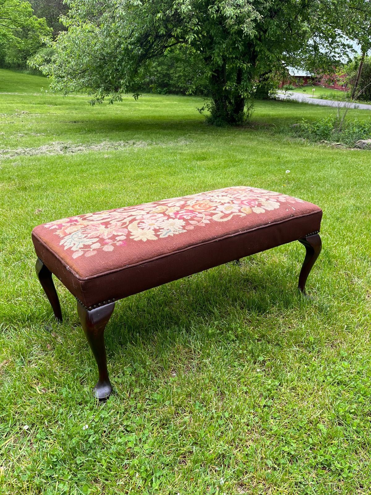 Large Vintage Needlepoint Bench