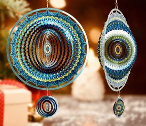 3D Bohemia 11 Inch Kinetic Metal Wind Catchers Hanging Ornament for Outdoor Garden Yard Balcony Decor