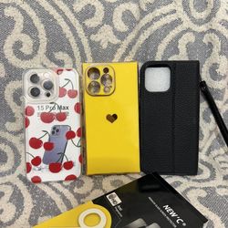 Apple iPhone 15 Pro Max Case Lot Of 3 With 4 Tempered Glasses