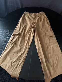 Tan Wide-Leg Cargo Pants