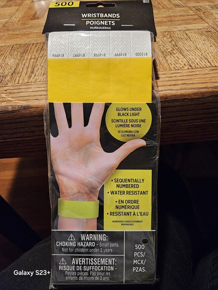 AMSCAN Event Wristbands Numbered Yellow 500 Count