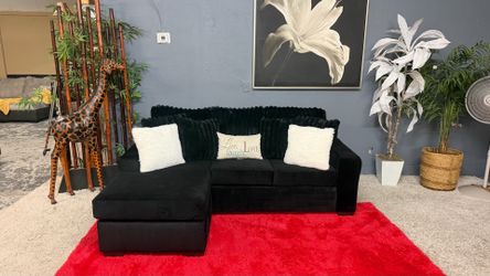Cute Small Black Sectional With Reversible Chaise - Delivery Available