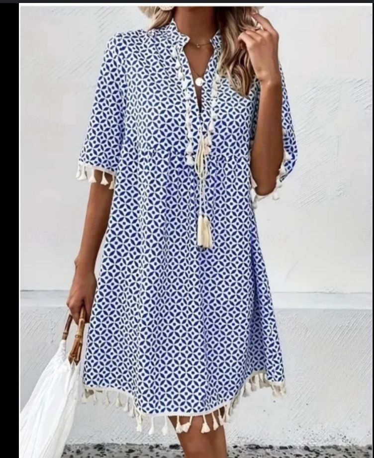 New Tunic Beach Dresses Blue And Red