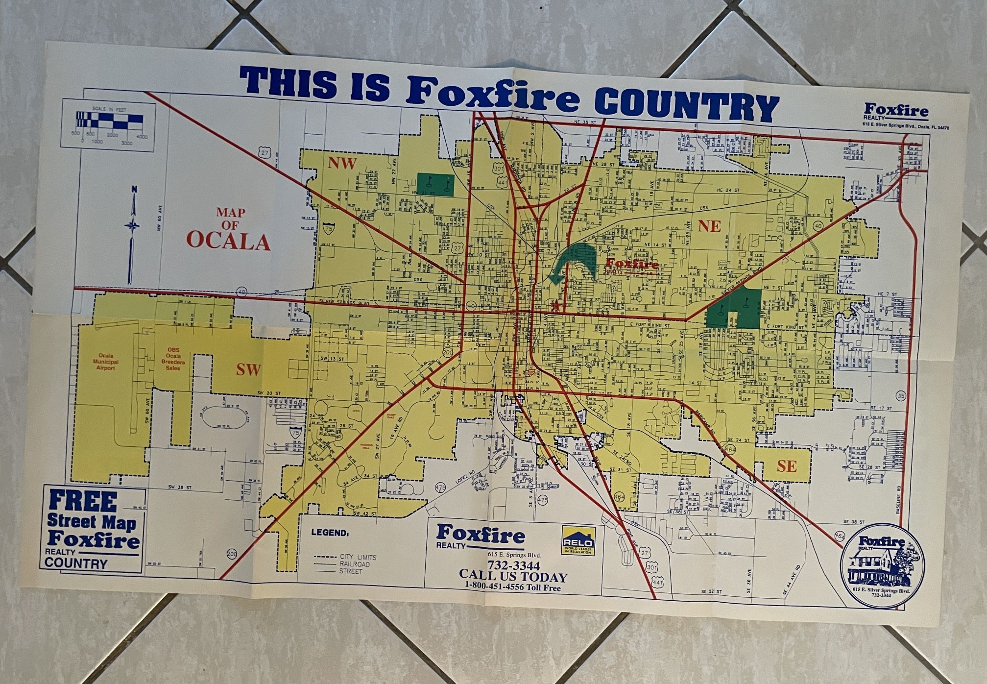 Vintage Foxfire Realty Ocala Florida Street Map Double-Sided Poster