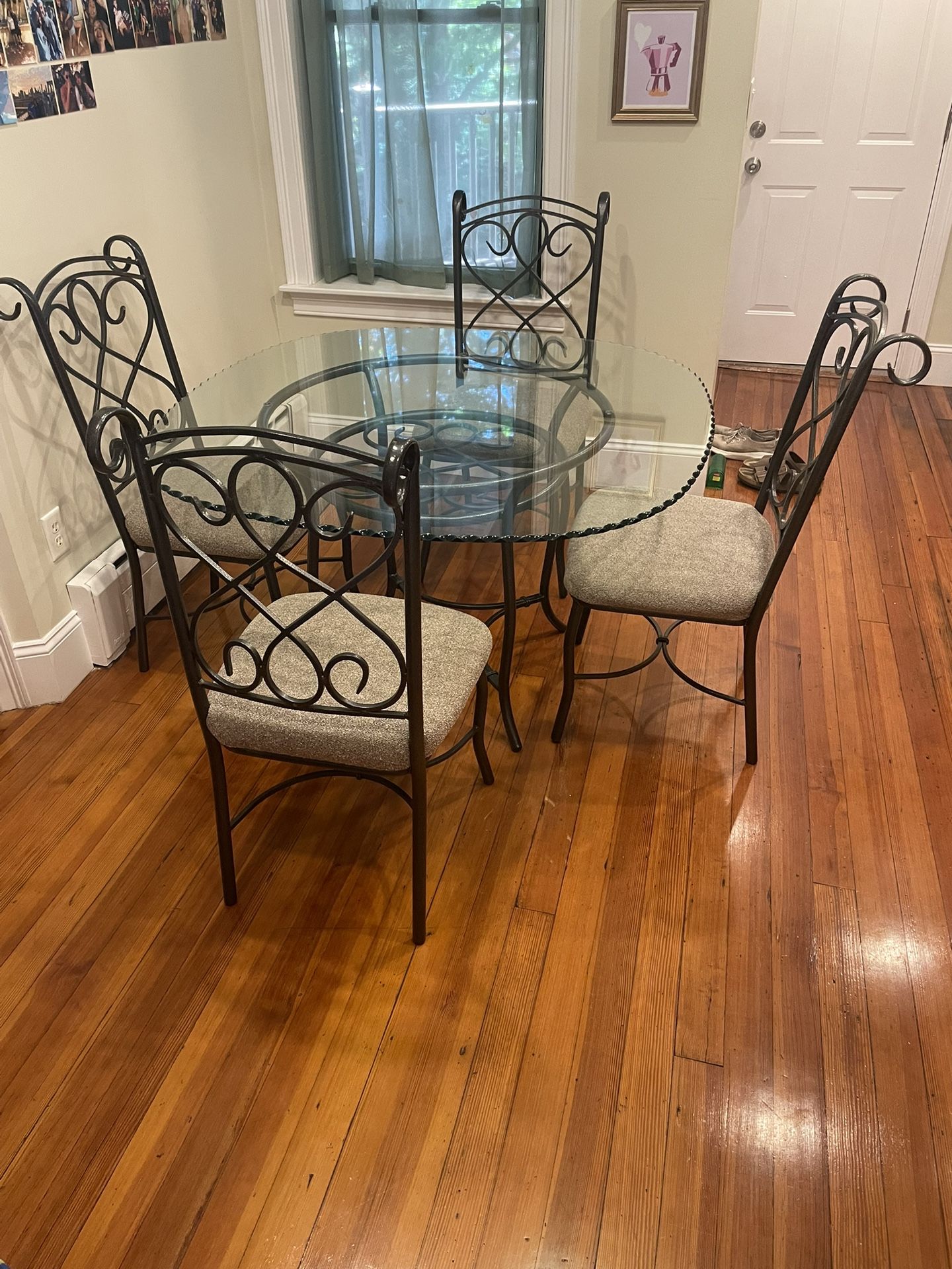 Glass Top Kitchen Table + 4 Chair Set