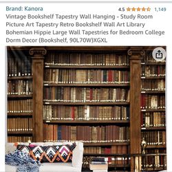 Bookshelf With Books Wall Tapestry