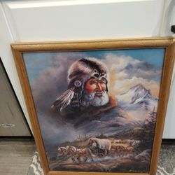 Framed Western Covered Wagon Cowboy Stagecoach Print