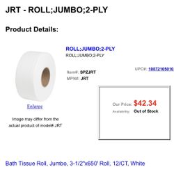9 Inch Roll Bathroom Toilet Paper Tissue 12 Per Case