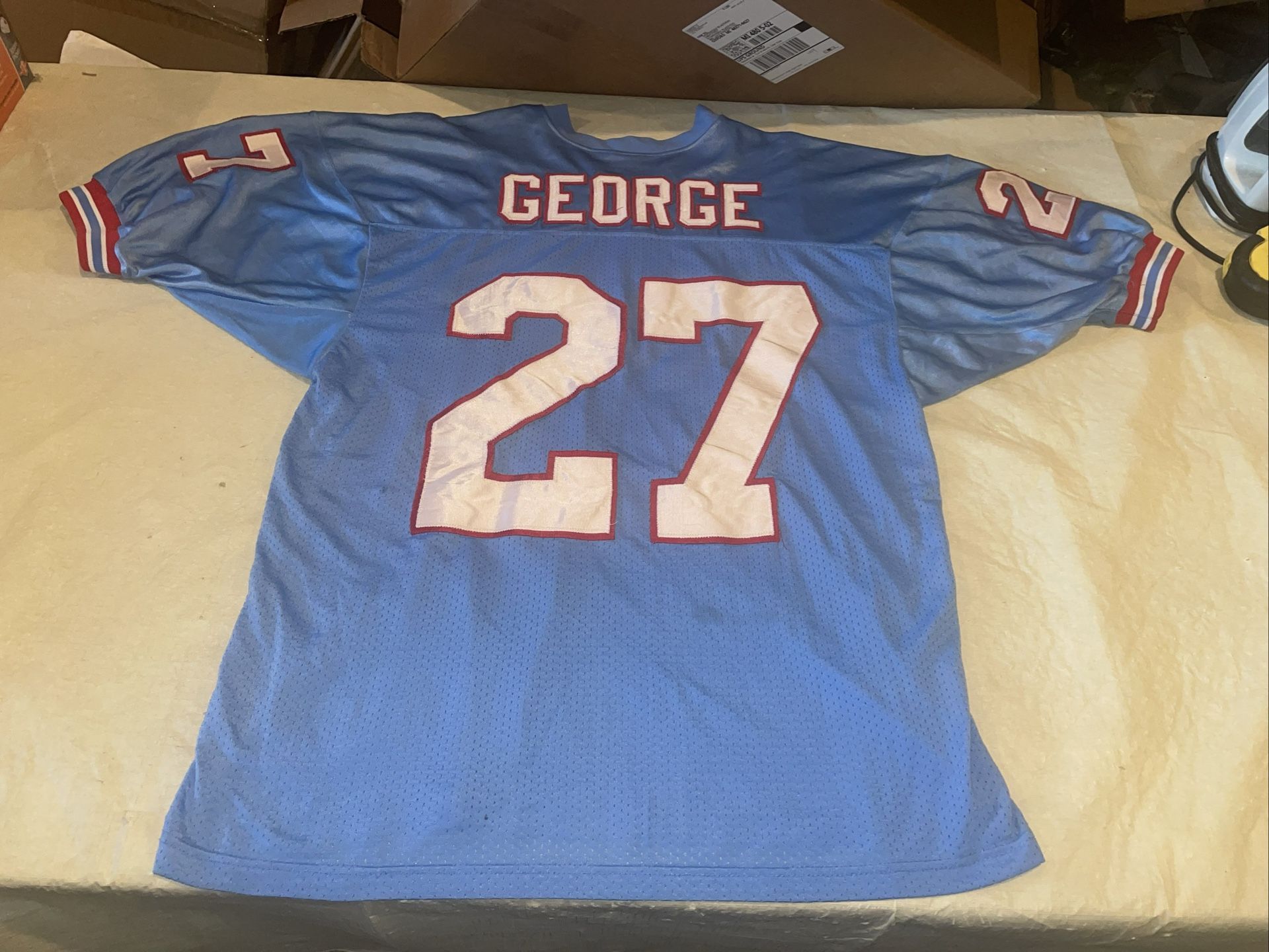 Authentic Eddie George Houston Oilers Jersey Mens 48 Clean Sewn Russell Blue NFL