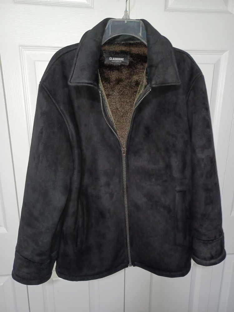 Clairborne Superwarm Fleece-lined Microsuede Bomber Jacket Size .ed