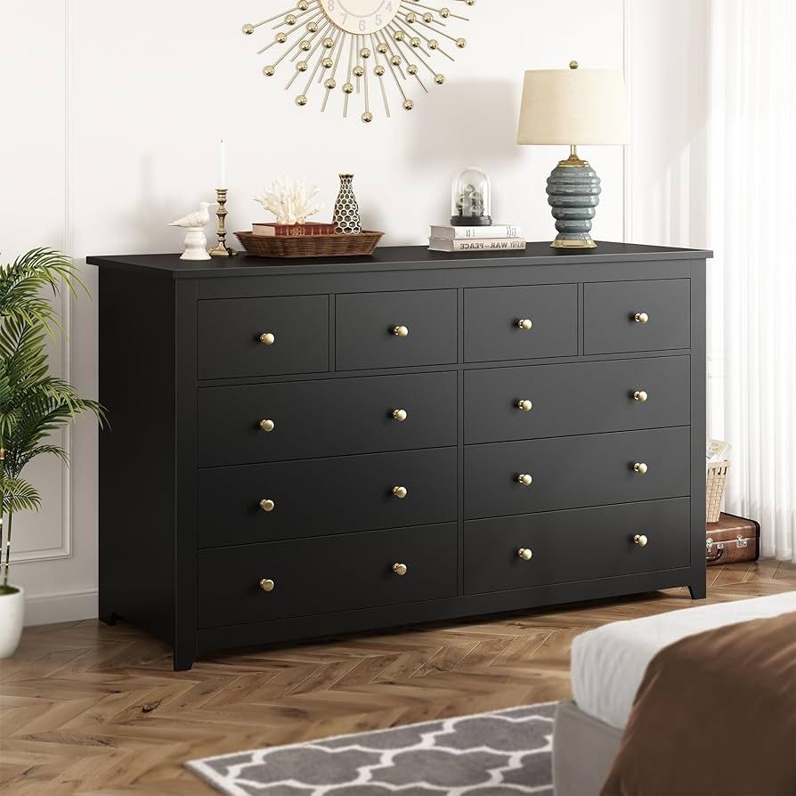 large dresser with deep drawers chartustriable 65inch Long Drawer w/Deep Drawers,Rustic Wood 8 Drawer Dresser Large Capacity for Living Room,Wooden Chest of for Bedroom,Living Room,Entryway,Antique White : Home & Kitchen White/Brown Otryad 6-Drawer Black Wood Dresser