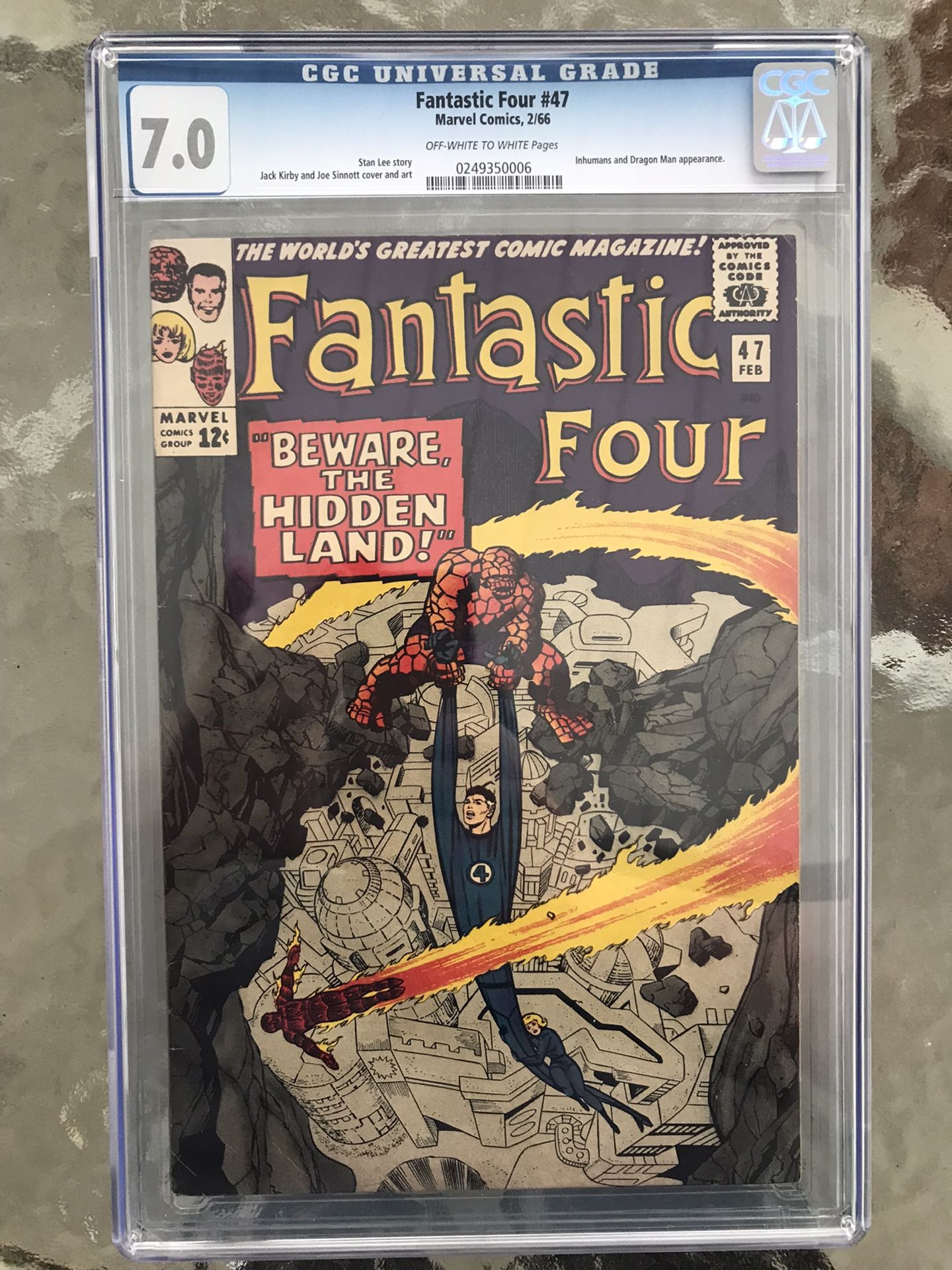 Fantastic Four #47 (1966) CGC 7.0 — O/w to White; 1st Maximus the Mad; Stan Lee