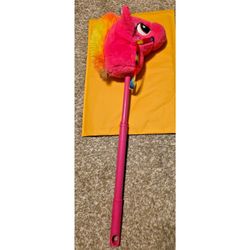 Pink Unicorn Plush Riding Stick Toy Rainbow Mane Adjustable 36 Inch