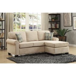 Sand-toned Reversibel Sofa Chaise w/Two Pillows 👍FREE FINANCING AVAILABLE❗NO CREDIT CHECK❗ 