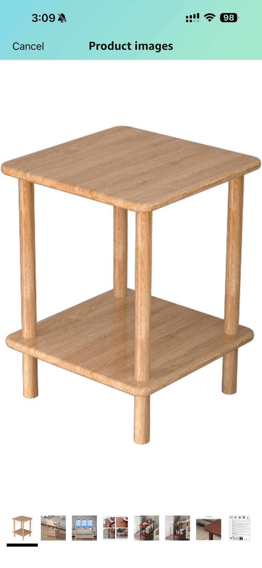 2 Tier Rubber Wood Round Side Table - Solid Wood End Table - Modern Sofa Table Small Bedside Table Nightstand for Living Room Bedroom and Small Spaces