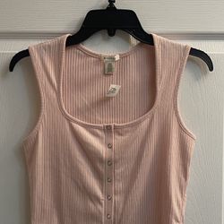 Brand New Pink Rib Sleeveless Crop Top Size L Juniors