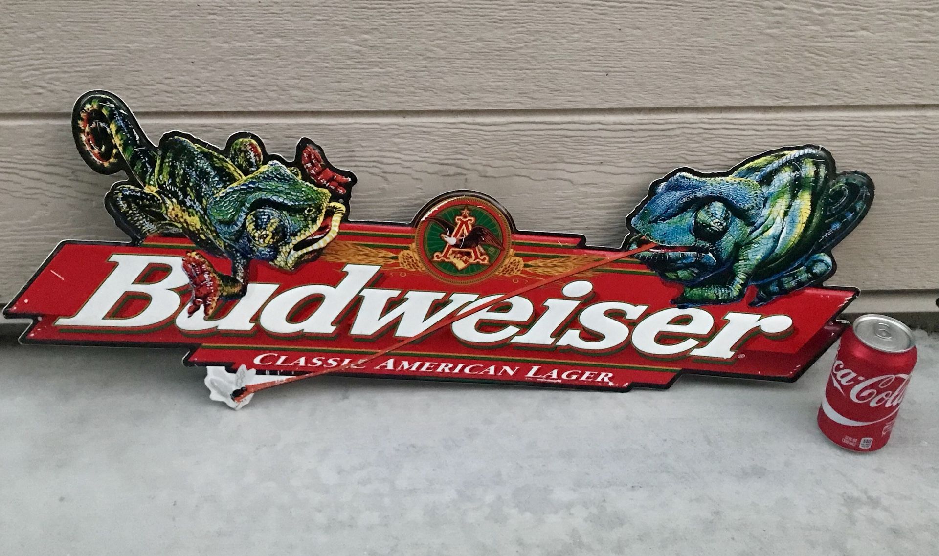 Budweiser Lizard Louie metal beer sign