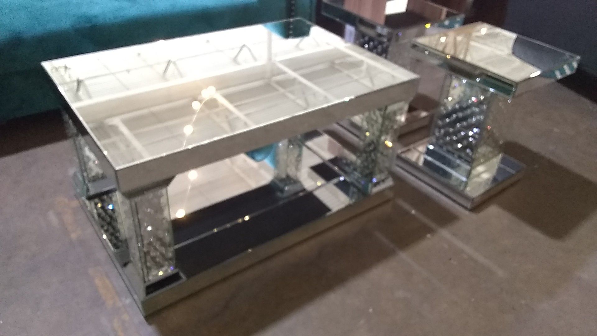 Mirror coffee table and end tables