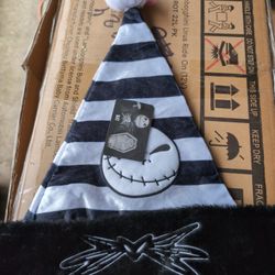Nightmare Before Christmas Jack Skellington Black and White Santa Hat