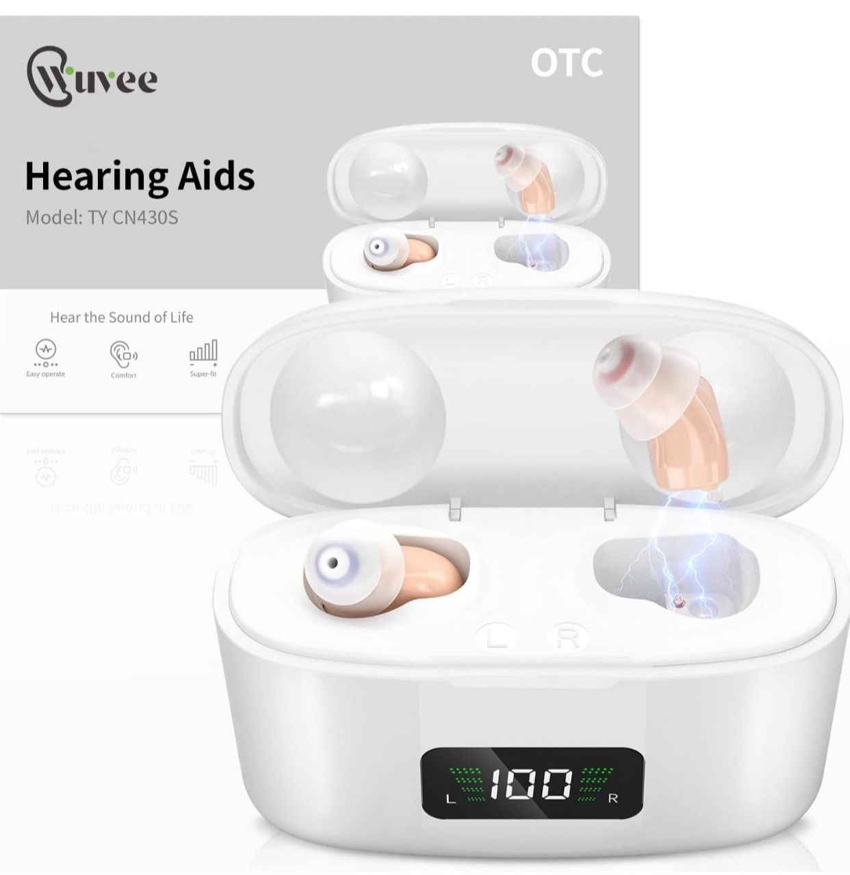 OTC Hearing Aids for Seniors, Hearing Aid Amplifiers Devices Rechargeable with Noise Cancelling, Superior Sound Quality for Adults Women Men Hearing L