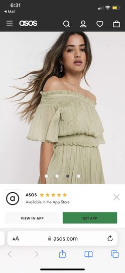 Asos Floor Length Mint Green Crepe Off The Shoulder Dress Maternity Friendly