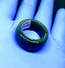 Burmese icy type A jadeite jade ring US9.