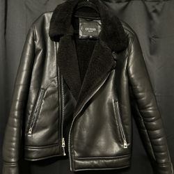 Guess Leather Coat w/ Fur Lining 