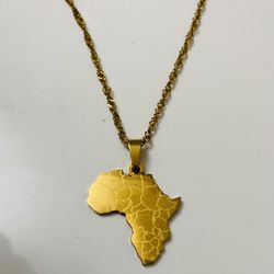 Stainless Golden Africa Pendant Chain