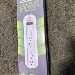 Nib Je 6 Outlet Surge Protector With 25 Foot Cord