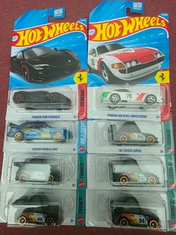Hot Wheels Die-Cast Mainline Lot of 8 Ferrari SF90 365 GTB4 Subaru Impreza Tooned Toyota Supra
