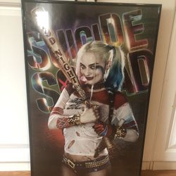 Framed Harley Quinn Suicide Squad Poster 34” X 22”