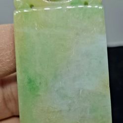 Certf Burmese Jadeite Jade Tricolor Pendant  Safety Plague.