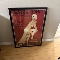 Vintage Framed “Teatre Comic de Barcelona” Poster Z Gallerie 