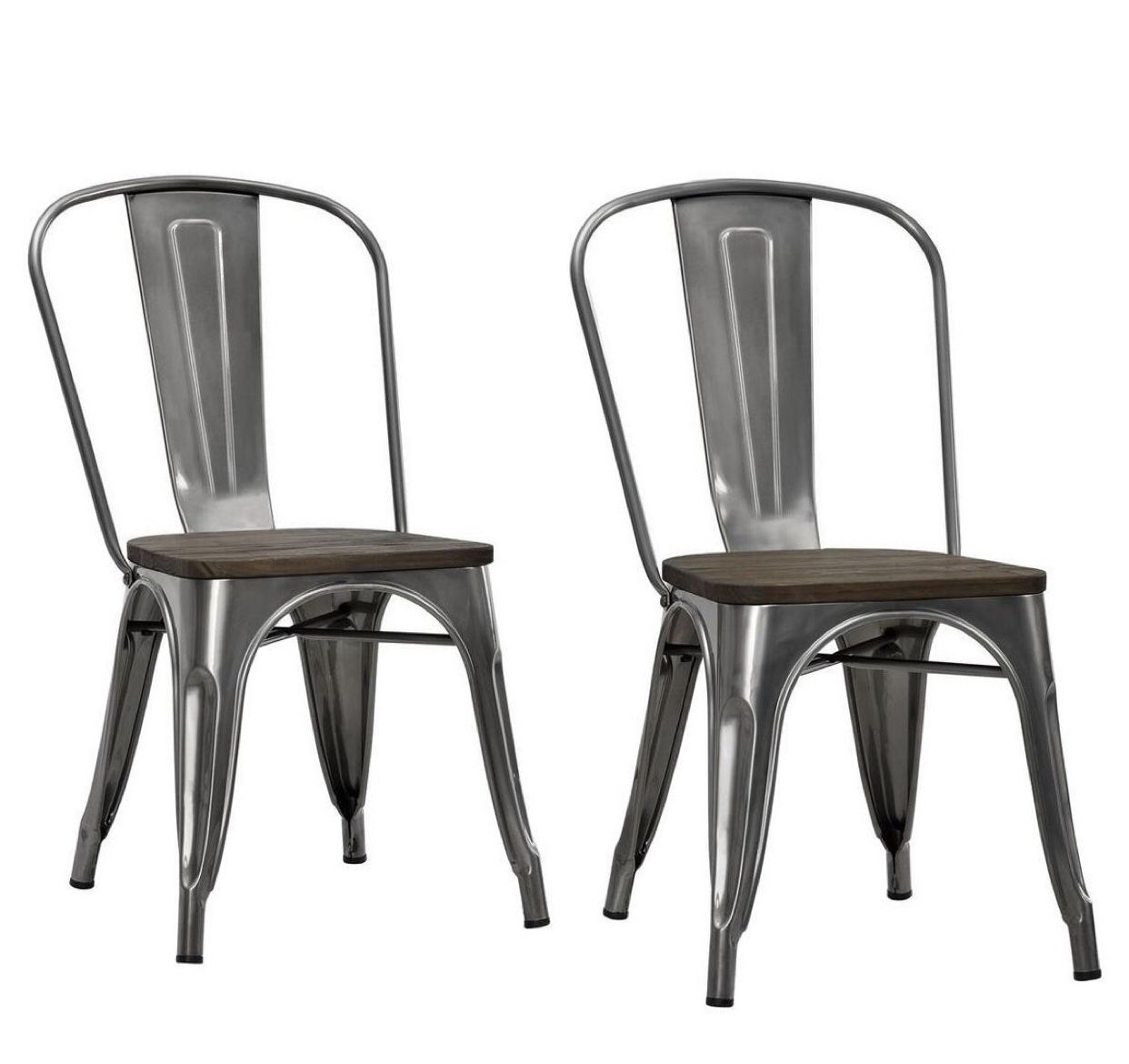 Metal gray dining chair wood seat new