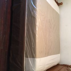 Solid oak antique queen mattress with brand new condition memory foam mattress and box springs. Must go this week. I can deliver