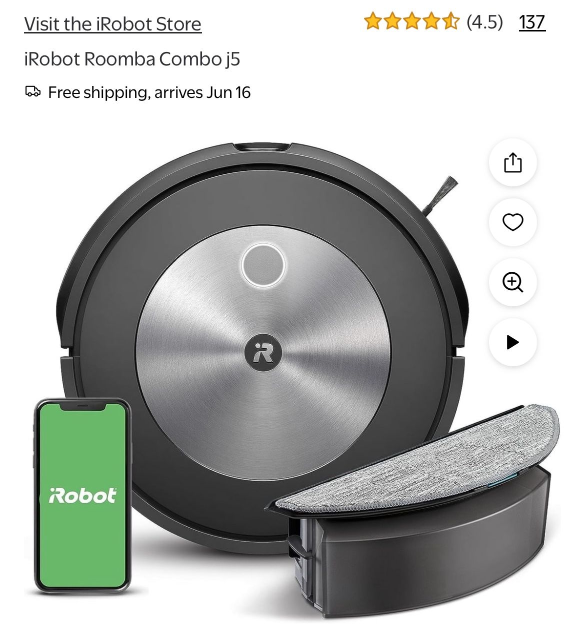 iRobot Roomba Combo j5 Robot Vacuum & Mop