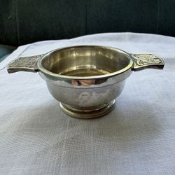 Traditional Scottish Quaich Two-Handled Pewter Drinking Cup /Whisky Tasting Bowl