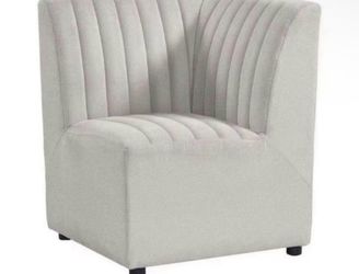 Brand New Picket House Furnishings Rizzo Beige Linen Wood Upholstered Dining Corner Chair