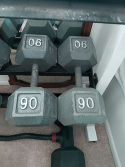 Pair of 90 lb  dumbbells