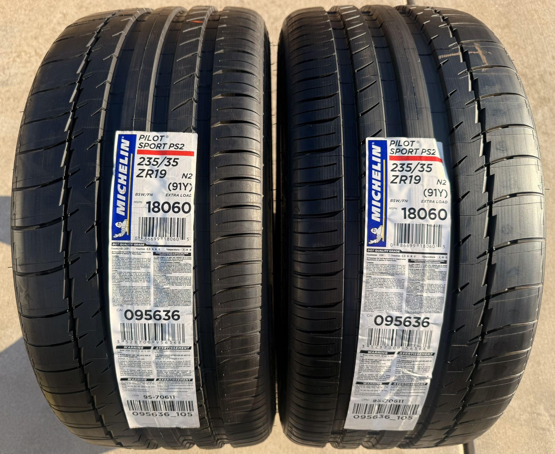 TWO BRAND NEW 235/35ZR19 Michelin Pilot Sport PS2 Tires 235-35-19 235 35 19